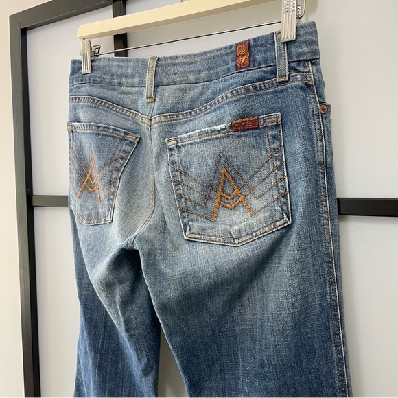 [28] 7 Of All Mankind Ombre Wide Leg Flare Denim Blue Jean Women’s #115561 - Picture 6 of 13